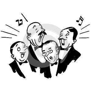 Vintage Clipart 244 Mens Barbershop Quartet Chorus Singing photo