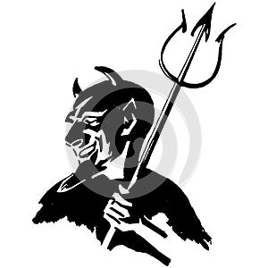 Vintage Clipart 231 Devil Satan with Pitchfork