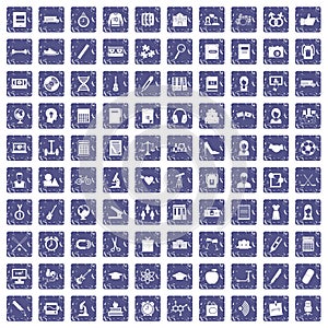 100 hi-school icons set grunge sapphire