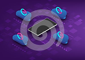 Hi tech abstract background. Technology Connecting to cloud computing