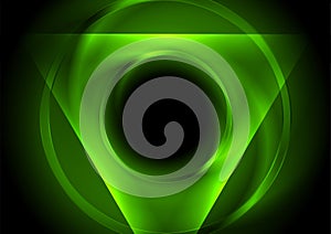 Hi-tech abstract futuristic background with glowing triangle and circle