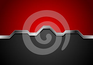 Hi-tech abstract red and black background with metal silver stripe
