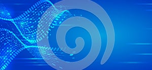 Hi-tech communication illustration on a blue background. 5G high-speed information transmission technology. The global wireless