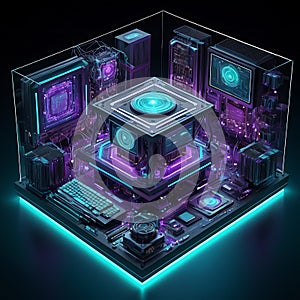 Hi-Tech Computer Interior with Energy Core