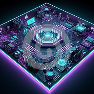 Hi-Tech Computer Interior with Energy Core