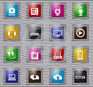 Hi tech glass icons set