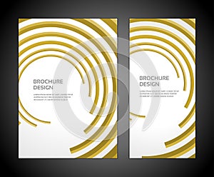 Hi tech gold circle geometric dynamic flow brochure design set template vector illustration