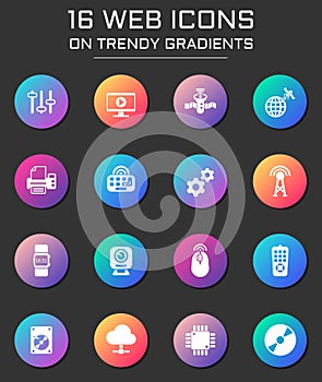 hi tech icon set. hi tech web icons