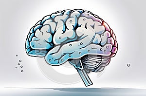 hi tech model of human brains on plain white background, reflection