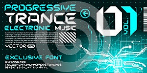 hi-tech Techno font trance style lettering circuits