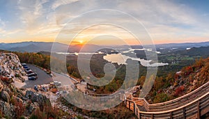 Hiawassee, Georgia, USA Landscape with Chatuge Lake in Autumn