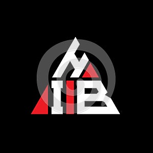 HIB triangle letter logo design with triangle shape. HIB triangle logo design monogram. HIB triangle vector logo template with red photo