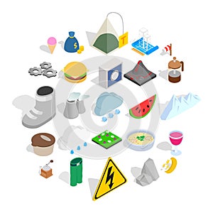 Hibernal icons set, isometric style