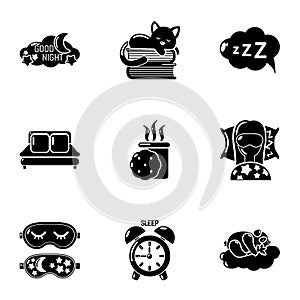 Hibernation icons set, simple style