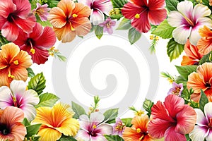 Hibiscus Border Design Hibiscus Flower Border Design Over White