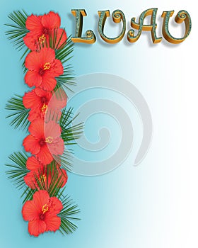 Hibiscus border Luau Invitation