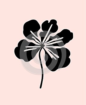 Hibiscus flower tropical exotic black white engraving tattoo silhouette drawing illustration.Hawaiian floral plant stencil design