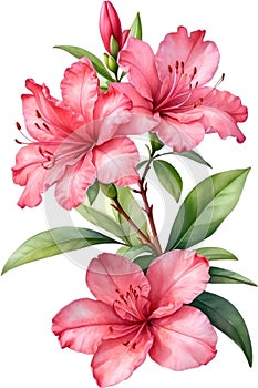 A Hibiscus flowers watercolor painting. AI-Generated.