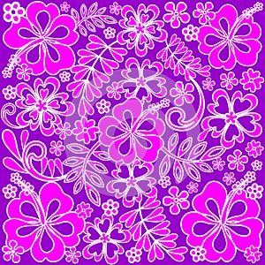 Hibiscus Pink and Purple Pattern