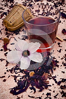 Hibiscus tea (Hibiscus sabdariffa) flower and sepals dried for i