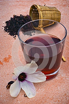 Hibiscus tea (Hibiscus sabdariffa) flower and sepals dried for i