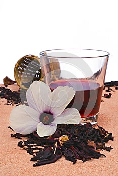 Hibiscus tea (Hibiscus sabdariffa) flower and sepals dried for i