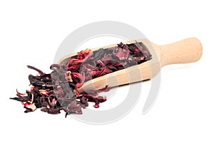 Hibiscus tea in scoop