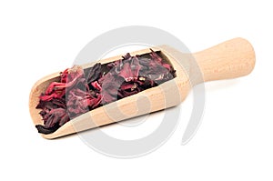 Hibiscus tea in scoop