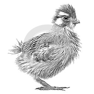 ?hick little hen sketch hand drawn line art illustration