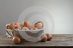 Hicken eggs in a basket