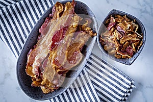 Hickory smoked bacon cooked in the oven