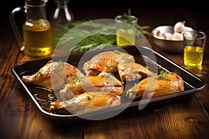 hickory-smoked chicken pieces with pan drippings