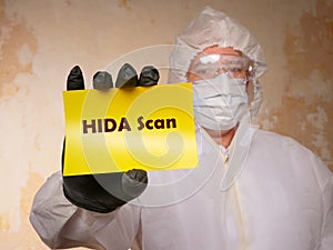 HIDA Scan hepatobiliary iminodiacetic acid inscription on the page
