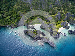 Hidden Beach in Matinloc Island in El Nido, Palawan, Philippines. Tour C route and Sightseeing Place.