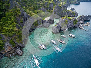 Hidden Beach in Matinloc Island in El Nido, Palawan, Philippines. Tour C route and Sightseeing Place.