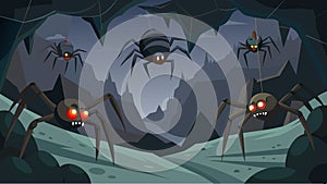 Hidden deep within the caves of Intimidation Island are giant spiders whose webs hang like s waiting to ensnare any photo