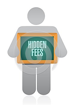 hidden fees people board sign concept