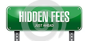 hidden fees street sign concept illustration