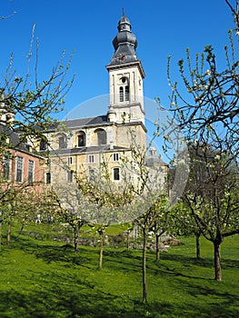 Hidden garden from the Saint Peter`s Abbey in Ghent