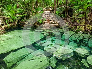 Sacred cenote azul in Tulum, Yucatan Peninsula, Mexico photo