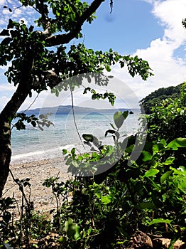 Hidden island mountain view by the beach in Maluku Indonesia
