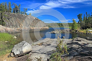 Granite Rock Outcroppings of the Canadian Shield along the Cameron River, Hidden Lake Park, Northwest Territories, Canada photo