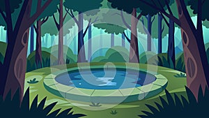A hidden reflection pool in a peaceful forest offering a secluded place for individuals to reflect on the struggles and
