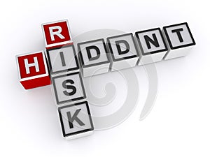 Hidden risk word block on white