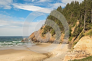 Hidden sandy beach in the Pacific northwest