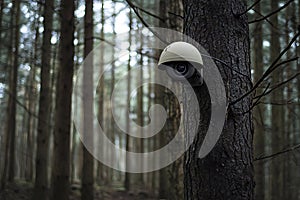 Hidden security camera discreetly mounted in a tree for natural surveillance