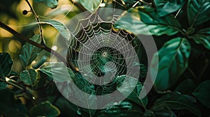 hidden spider web on the tree