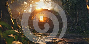 Hidden Valley with an Ancient Mayan-inspired Temple for Archaeological, Historical, and Mythical Design Projects