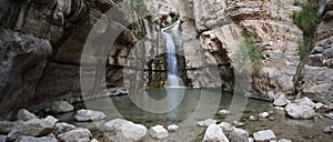 Hidden waterfall in Wadi Arugot , Israel