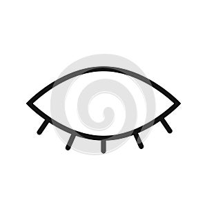 Hide eye line icon isolated on white background. Black flat thin icon on modern outline style. Linear symbol and editable stroke.